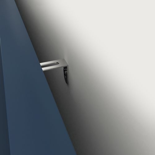 Buffet Moderne Bleu 140 Cm Avec 2 Tiroirs, 2 Portes Vitrées Et Étagères Ouvertes