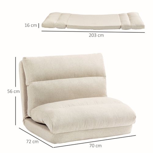 Chaise De Sol Pliable Beige Avec Dossier Réglable 6 Positions Et Matelas Intégré