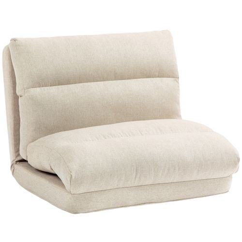 Chaise De Sol Pliable Beige Avec Dossier Réglable 6 Positions Et Matelas Intégré