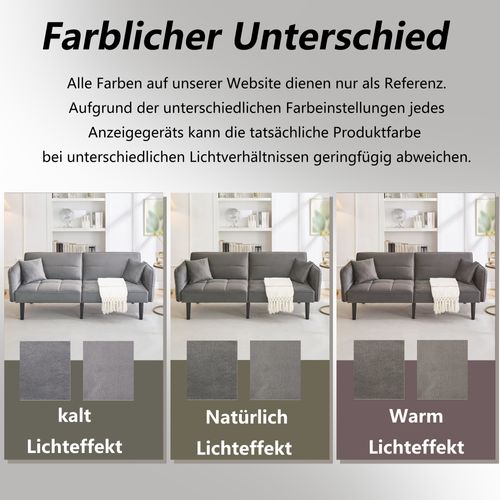 Canapé-lit 2 Places En Velours, Dossier Réglable Et Accoudoirs Pliables, Gris Antique