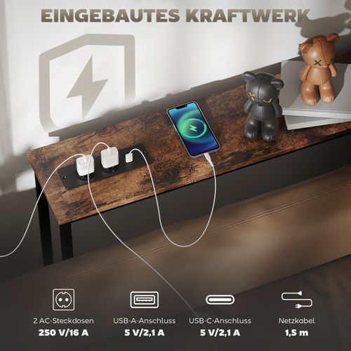 Console D'entrée Industrielle Avec Chargeur Intégré Et Structure Acier, 160 X 20 Cm