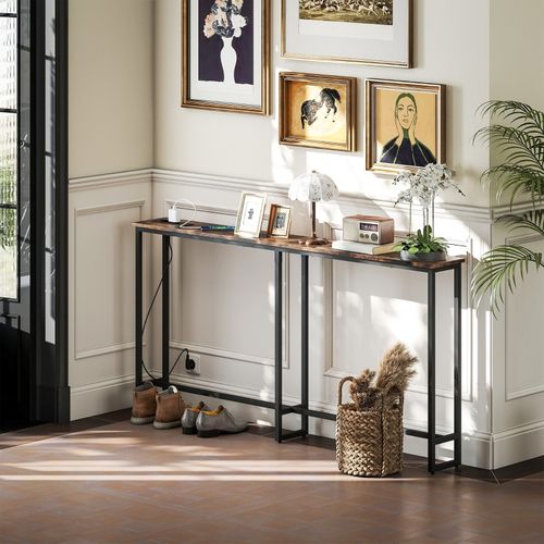 Console D'entrée Industrielle Avec Chargeur Intégré Et Structure Acier, 160 X 20 Cm