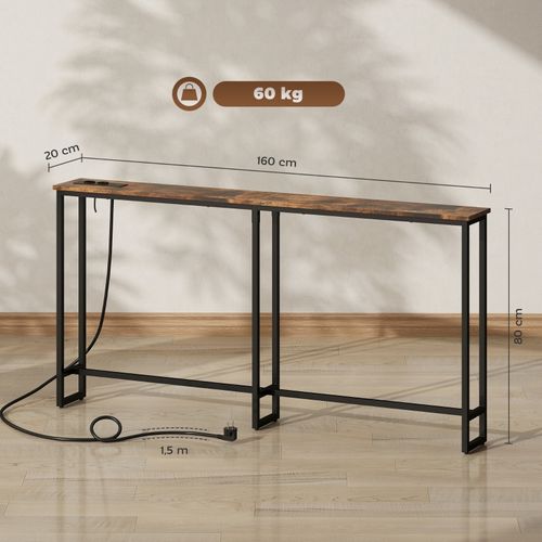 Console D'entrée Industrielle Avec Chargeur Intégré Et Structure Acier, 160 X 20 Cm