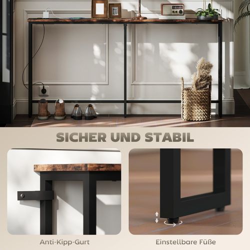 Console D'entrée Industrielle Avec Chargeur Intégré Et Structure Acier, 160 X 20 Cm