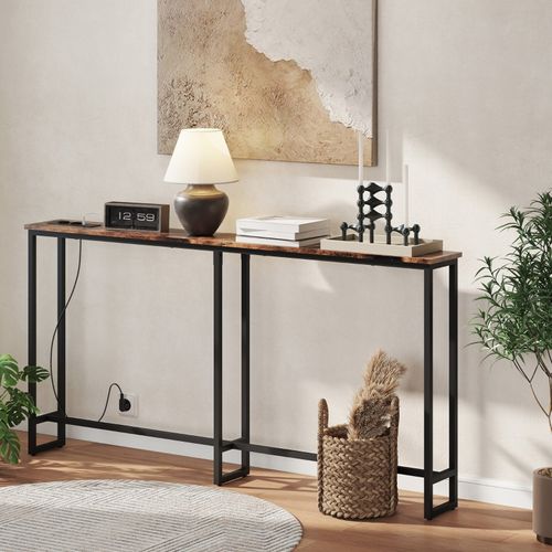 Console D'entrée Industrielle Avec Chargeur Intégré Et Structure Acier, 160 X 20 Cm