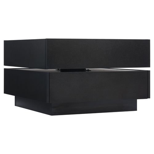 Table Basse Noire Pivotante à 360° Avec 2 Tiroirs Et Étagères, 60x60x38 Cm