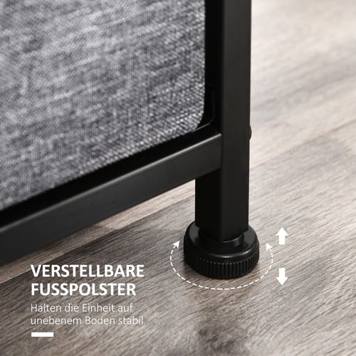 Buffet Grise 8 Tiroirs En Tissu Avec Cadre En Métal, Design Moderne