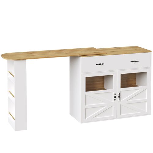 Buffet Extensible Pivotante 360° Avec Rangement, Mdf Noir Moderne