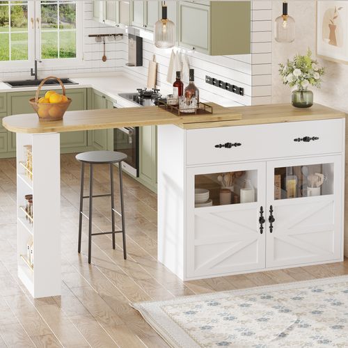 Buffet Extensible Pivotante 360° Avec Rangement, Mdf Noir Moderne