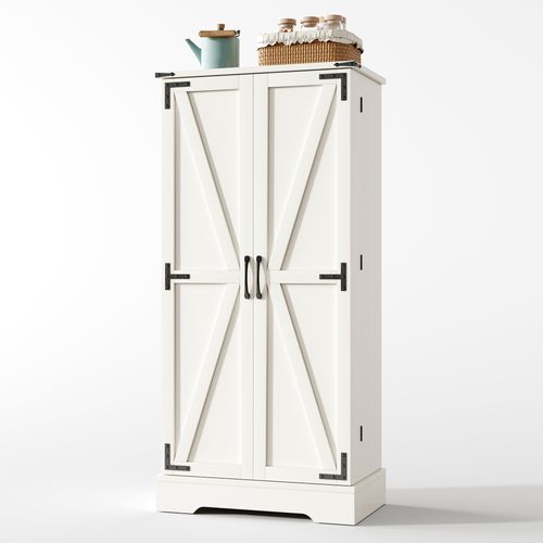 Buffet De Cuisine Style Campagne 128,5 Cm Avec LED, Portes Battantes Et Étagères Réglables