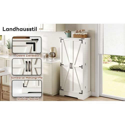 Buffet De Cuisine Style Campagne 128,5 Cm Avec LED, Portes Battantes Et Étagères Réglables