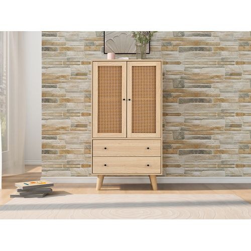 Buffet Moderne 60 Cm Avec Portes Et Tiroirs, Rangement Pratique Style Chêne