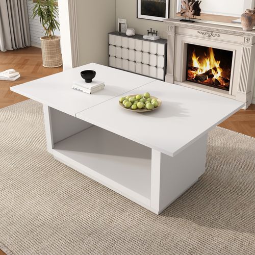 Table à Manger Extensible Blanche 140/180×70×76,5 Cm, Design Moderne Carré