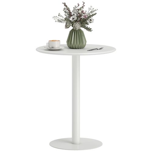 Table à Manger Ronde Ø60 Cm Pour 2 Personnes En Acier Blanc