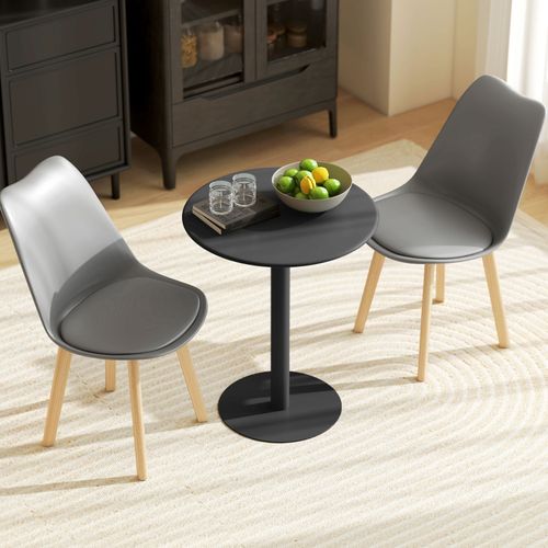 Table à Manger Ronde Ø60 Cm Pour 2 Personnes En Acier Noir