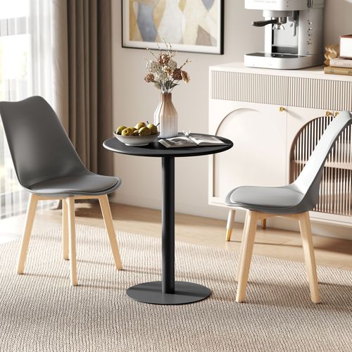 Table à Manger Ronde Ø60 Cm Pour 2 Personnes En Acier Noir