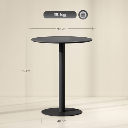 Table à Manger Ronde Ø60 Cm Pour 2 Personnes En Acier Noir