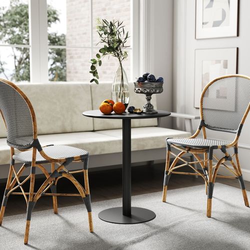 Table à Manger Ronde Ø60 Cm Pour 2 Personnes En Acier Noir