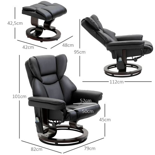 Fauteuil De Massage Inclinable Avec Repose-pieds, Cuir Synthétique Noir
