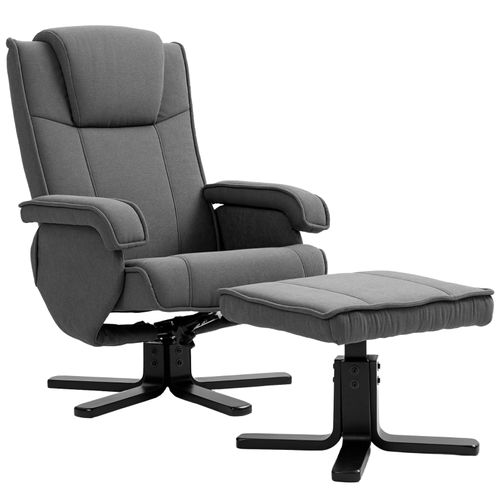 Fauteuil Relax Pivotant Avec Repose-pieds, Inclinable, Tissu Effet Velours Gris