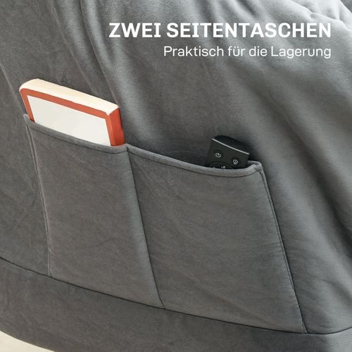 Fauteuil Lounge Gris Avec Dossier Haut Et Poches Latérales, Pieds En Acier