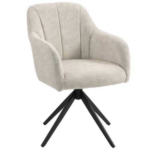 Fauteuil Pivotant Beige En Velours Avec Pieds Métal, Style Moderne Et Dossier Capitonné