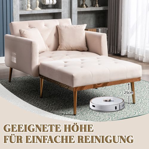 Fauteuil Moderne Relax Inclinable 3 Positions Avec Revêtement Amovible, Beige