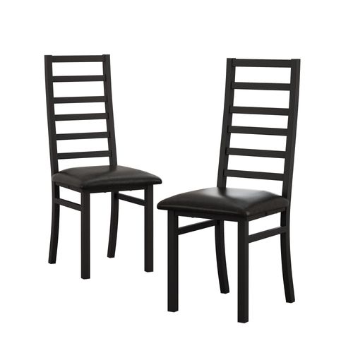 Lot De 2 Chaises De Salle à Manger En Métal, Assise Pu, Dossier Haut Sans Accoudoirs, Noir
