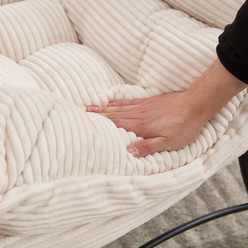 Fauteuil Lounge Paresseux Avec Repose-pieds, Accoudoirs Et Poche Latérale, Blanc