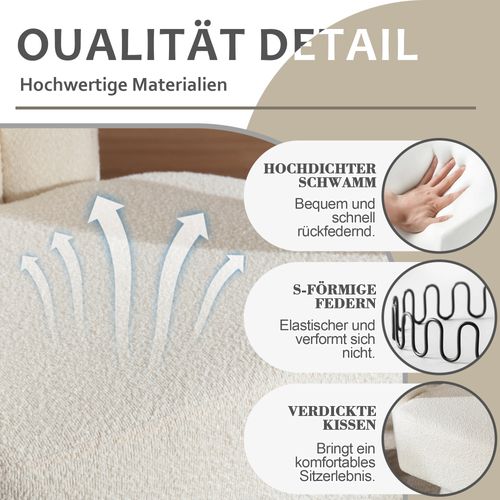 Fauteuil Pivotant 360° En Bouclé Beige, Design Rond Et Confortable Pour Salon