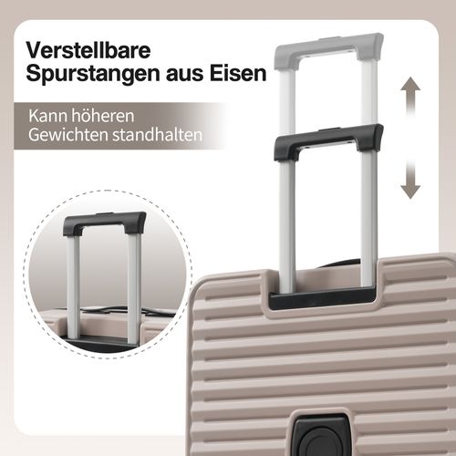 Set De 3 Valises Rigides Abs Avec Ouverture Frontale, Porte-gobelet Et Serrure Tsa, Marron Antique