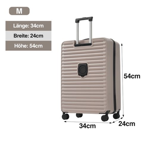 Set De 3 Valises Rigides Abs Avec Ouverture Frontale, Porte-gobelet Et Serrure Tsa, Marron Antique