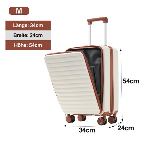 Set De 3 Valises Rigides Abs Avec Ouverture Frontale, Porte-gobelet Et Serrure Tsa, Blanc Antique