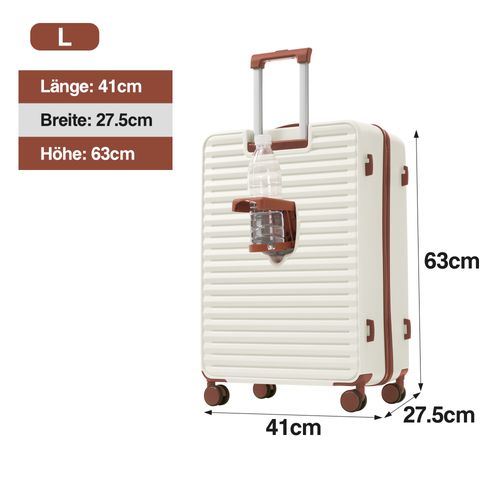 Set De 3 Valises Rigides Abs Avec Ouverture Frontale, Porte-gobelet Et Serrure Tsa, Blanc Antique