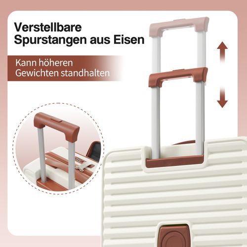 Set De 3 Valises Rigides Abs Avec Ouverture Frontale, Porte-gobelet Et Serrure Tsa, Blanc Antique