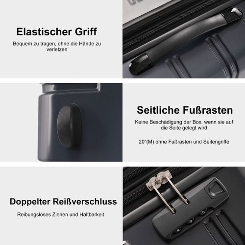 Valise Rigide Cabine 4 Roues Silencieuses, Abs, Cadenas à Code, Noir-gris Dégradé, M 20"