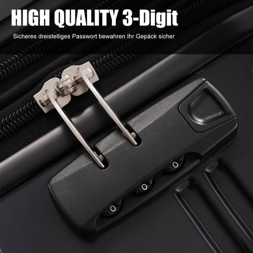 Valise Rigide Cabine 4 Roues Silencieuses, Abs, Cadenas à Code, Noir-gris Dégradé, M 20"