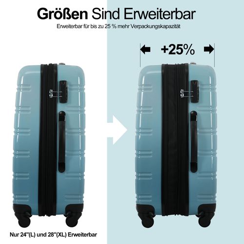 Valise Rigide Cabine 4 Roues Silencieuses, Abs, Cadenas à Code, Bleu Dégradé, L 24"