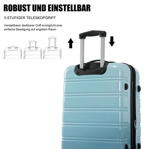 Valise Rigide Cabine 4 Roues Silencieuses, Abs, Cadenas à Code, Bleu Dégradé, L 24"