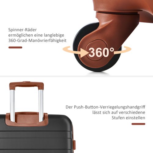 Set De Valises Rigides M-l-xl Noir En Abs Avec Roues 360° Et Serrure