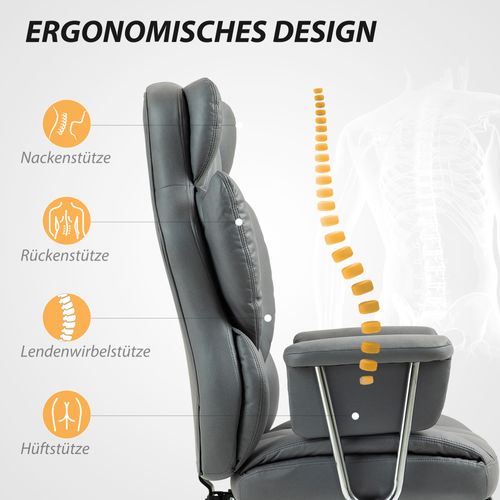 Chaise De Bureau Inclinable Ergonomique Avec Repose-pieds, Gris Foncé