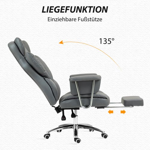 Chaise De Bureau Inclinable Ergonomique Avec Repose-pieds, Gris Foncé