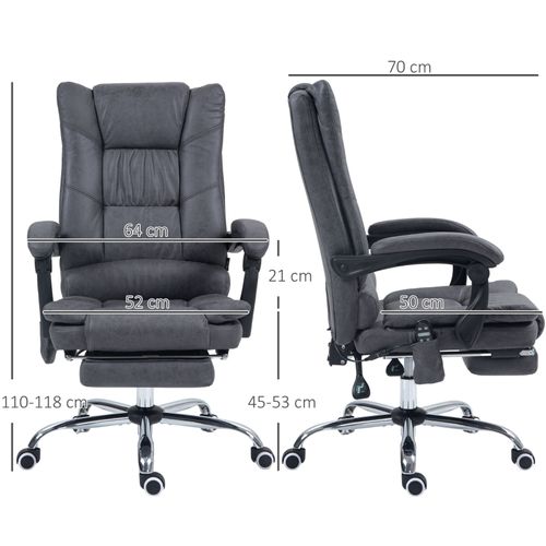 Fauteuil De Bureau Chauffant, Inclinable 135°, Ergonomique, Gris Foncé