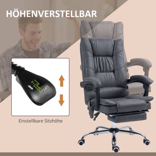 Fauteuil De Bureau Chauffant, Inclinable 135°, Ergonomique, Gris Foncé