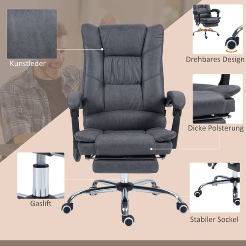 Fauteuil De Bureau Chauffant, Inclinable 135°, Ergonomique, Gris Foncé