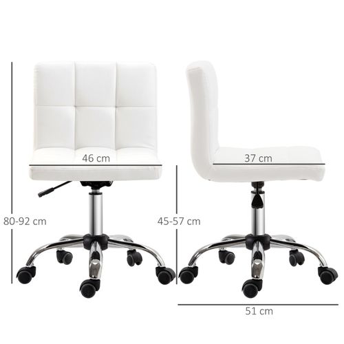 Chaise De Bureau Ergonomique Sans Accoudoirs En Similicuir Blanc Réglable