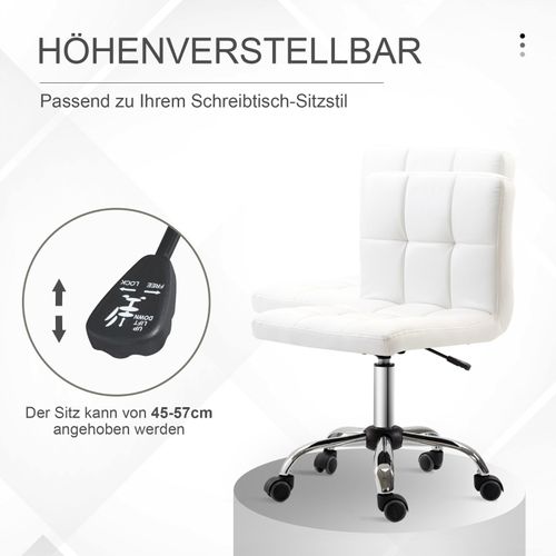 Chaise De Bureau Ergonomique Sans Accoudoirs En Similicuir Blanc Réglable