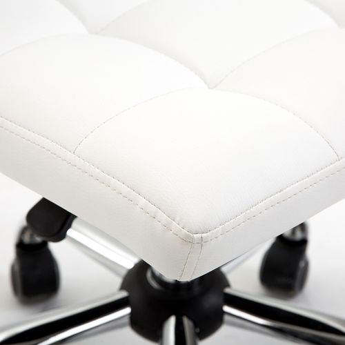 Chaise De Bureau Ergonomique Sans Accoudoirs En Similicuir Blanc Réglable