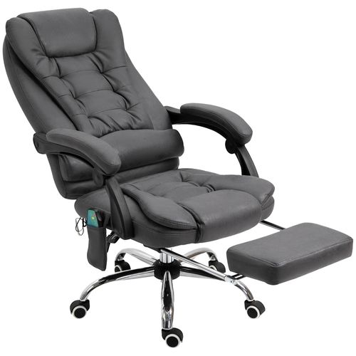 Fauteuil De Bureau Massant Inclinable Avec Chauffe, Repose-pieds, 6 Points De Massage, Gris