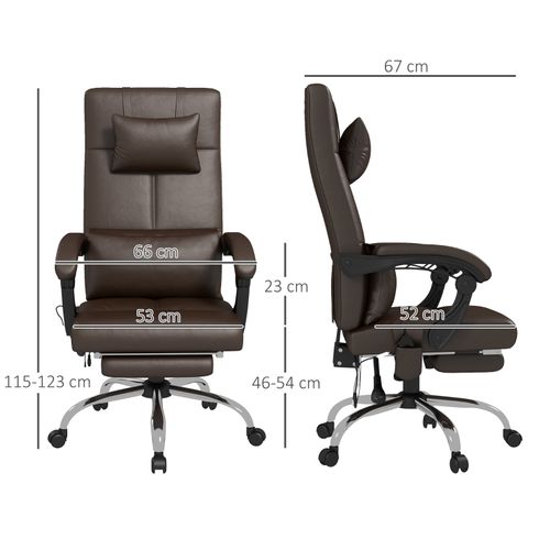 Fauteuil De Bureau Massant Avec Chauffage, Inclinaison 155°, Appuis Lombaire Et Tête, Café